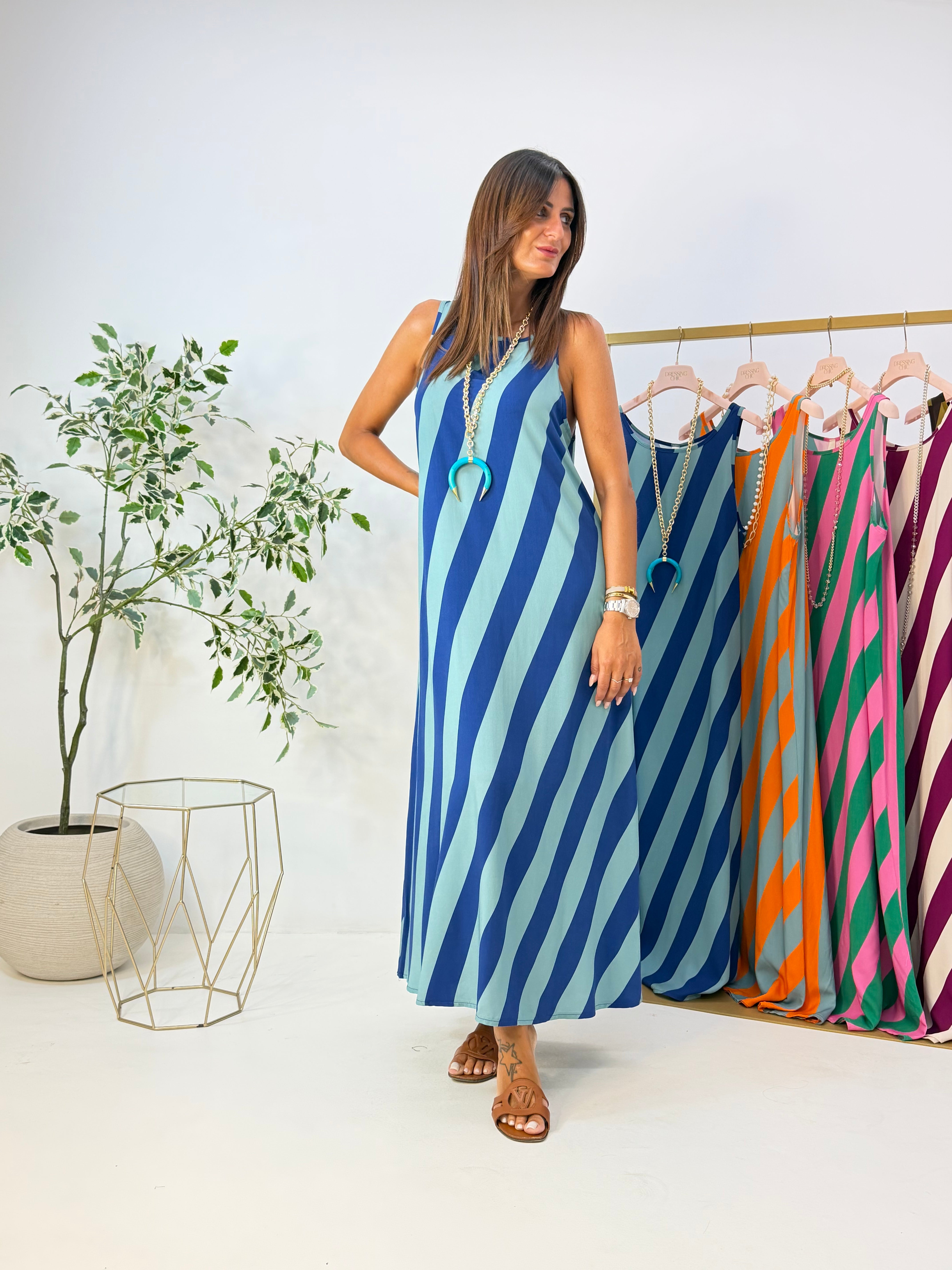 MAXI DRESS VENICE A RIGHE