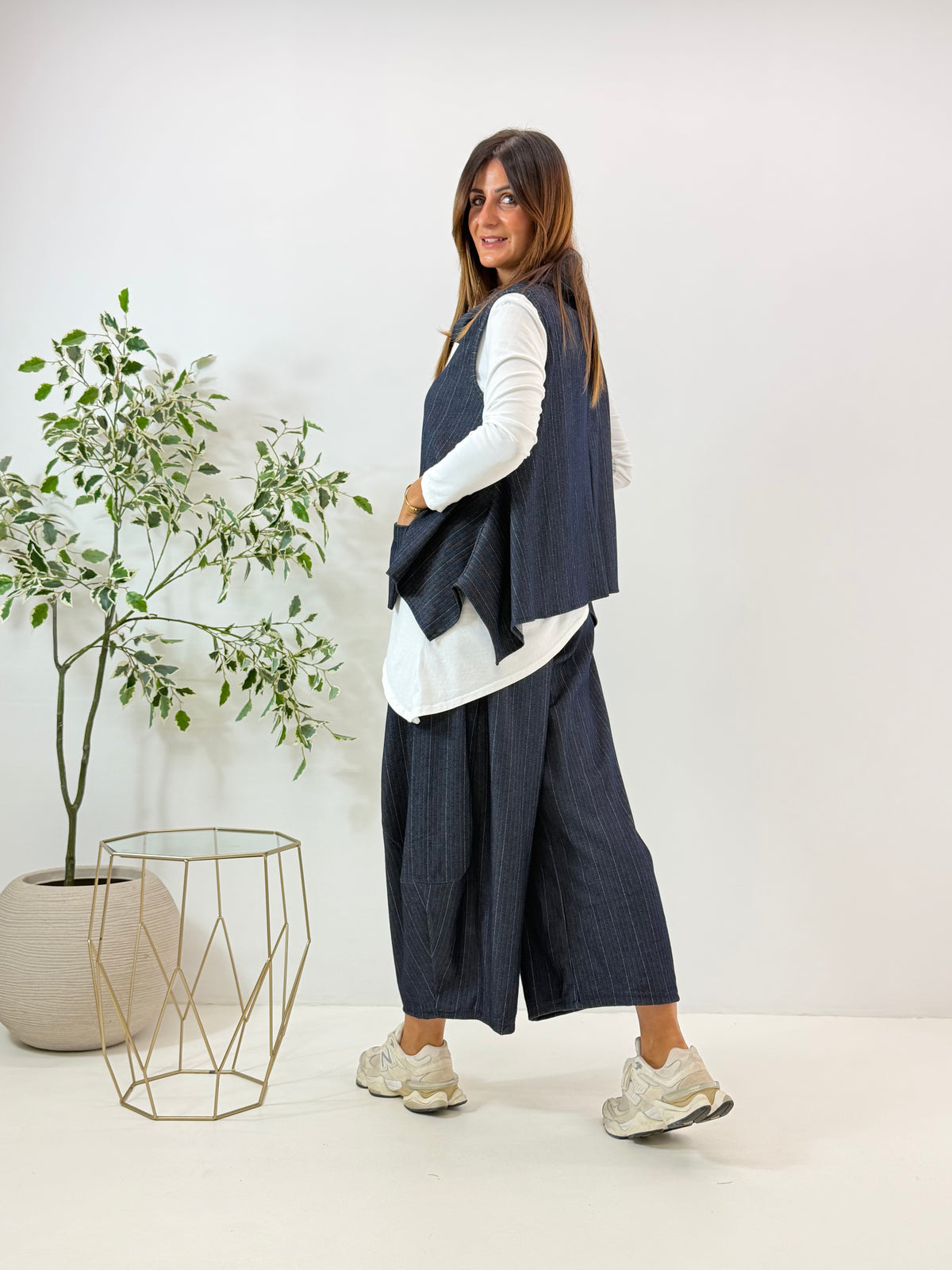 PANTALONE NORA GESSATO BLU