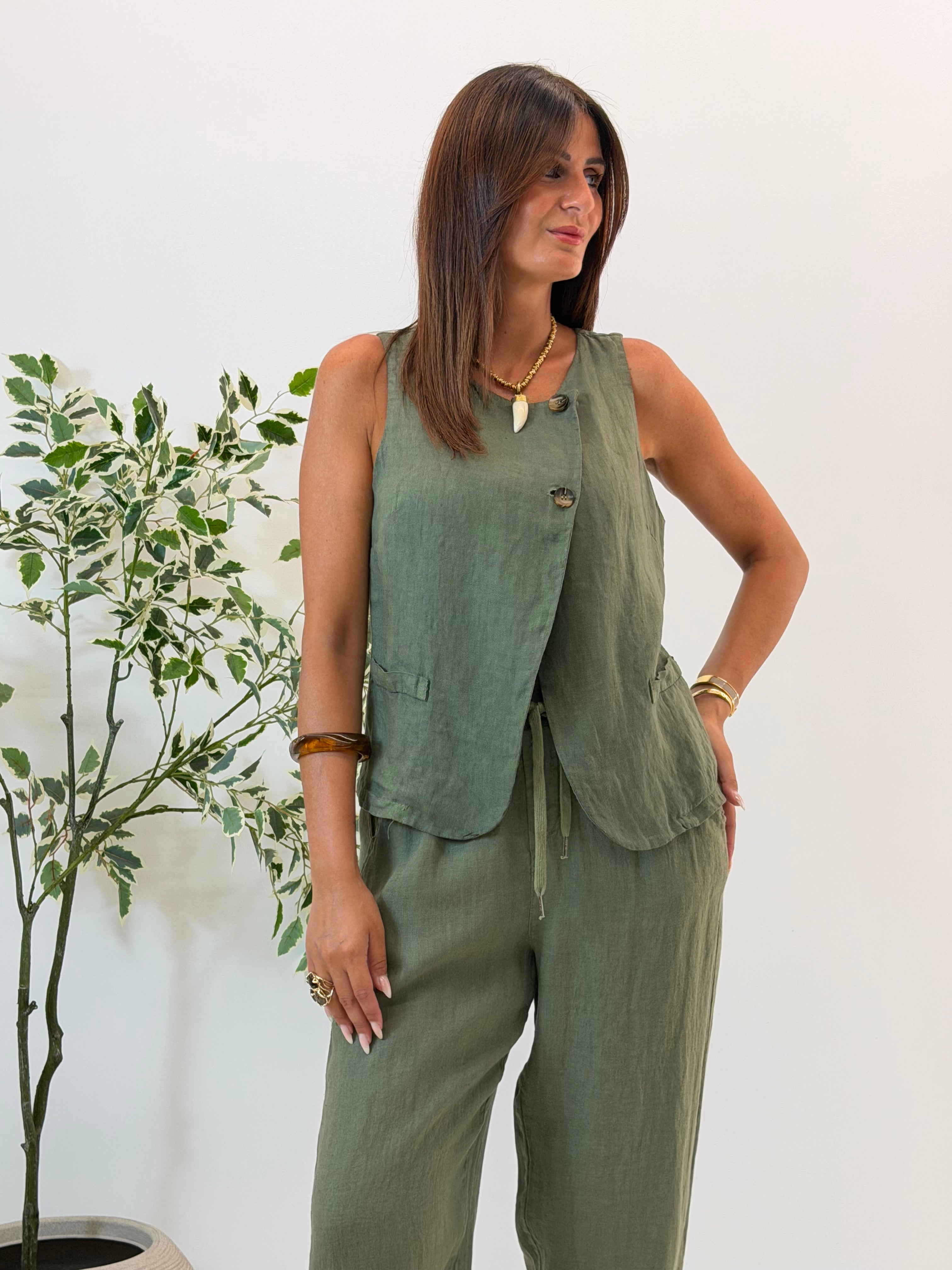 GILET AMELIA IN LINO