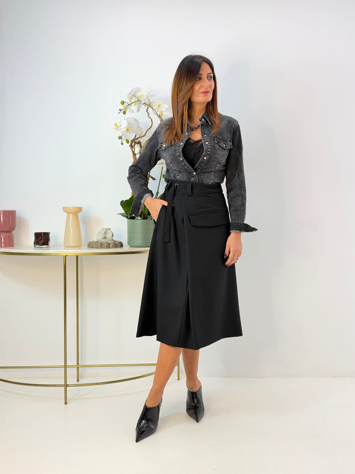 CAMICIA ARTEMIA IN DENIM NERA