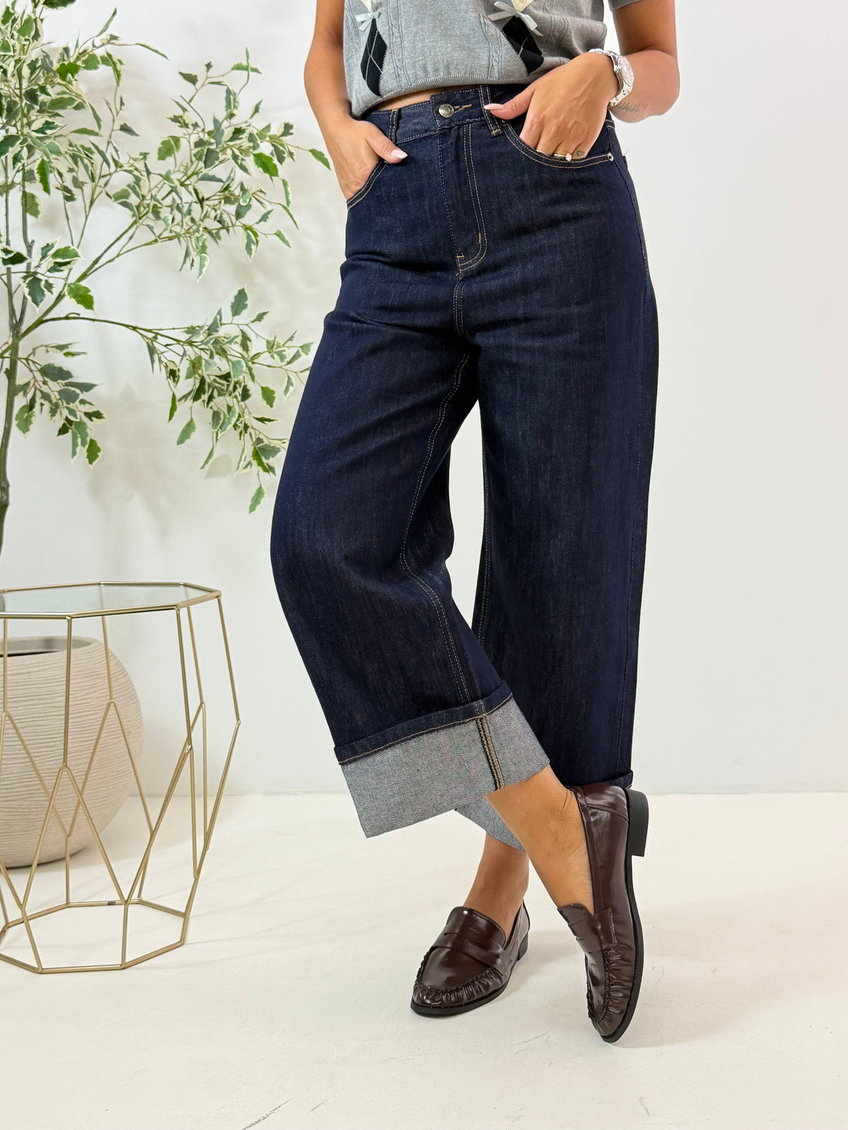 JEANS SIMON BLU SCURO CON RISVOLTO