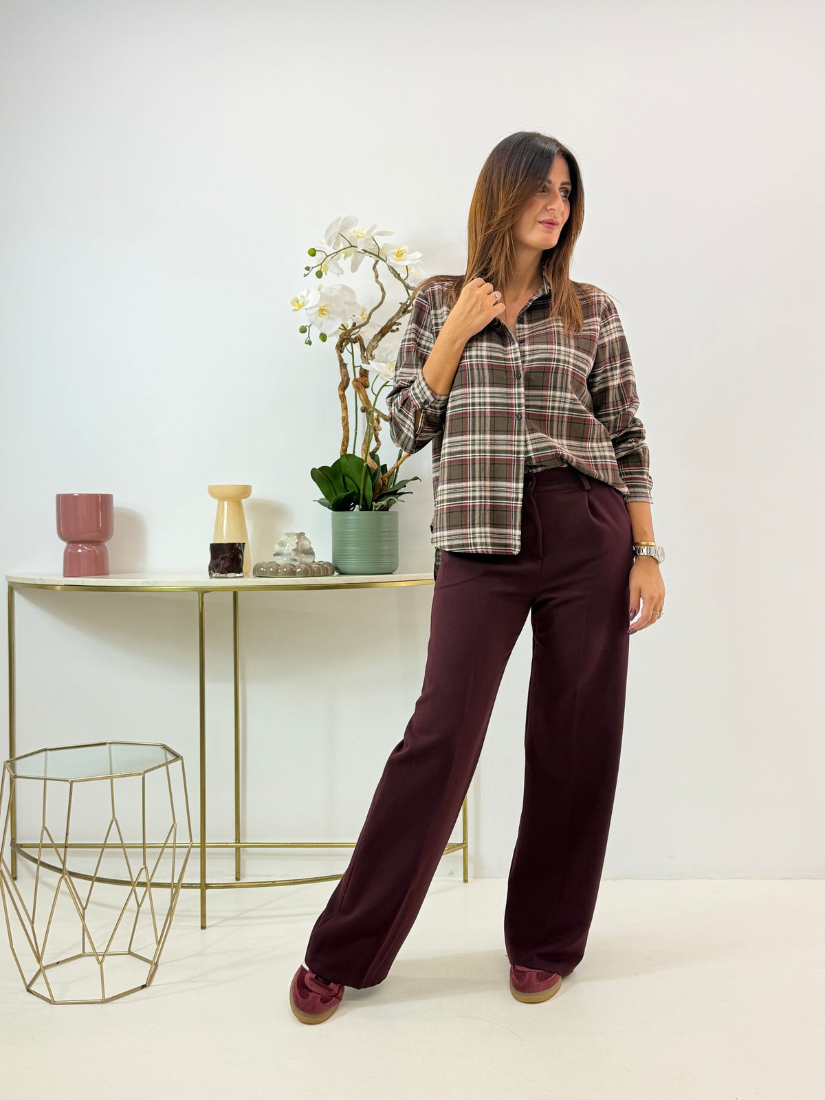 CAMICIA MANILA A QUADRI MORO/BORDEAUX