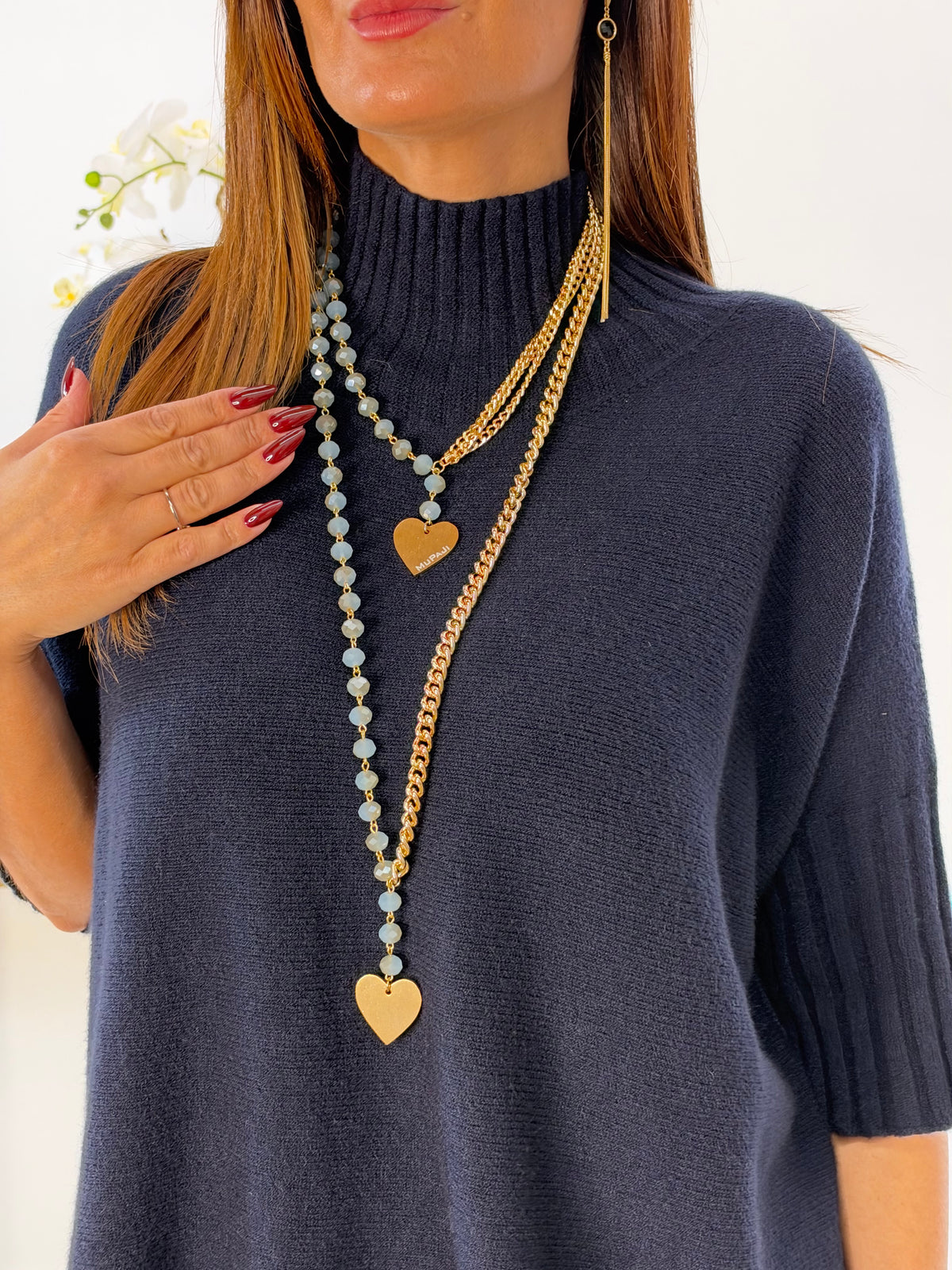COLLANA MATI CORTA MUPAJI CUORE AZZURRO/GOLD