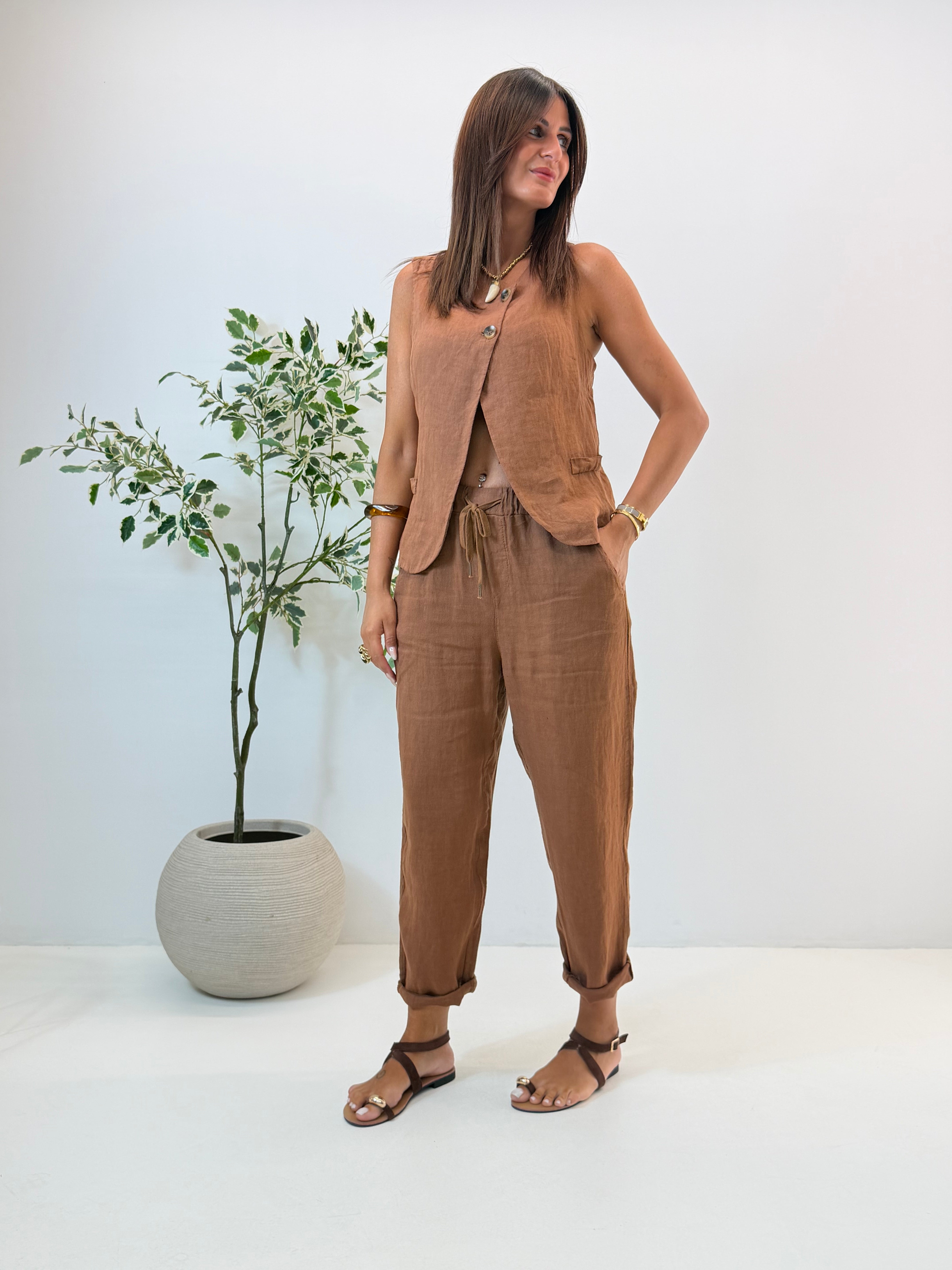 PANTALONE AMELIA IN LINO
