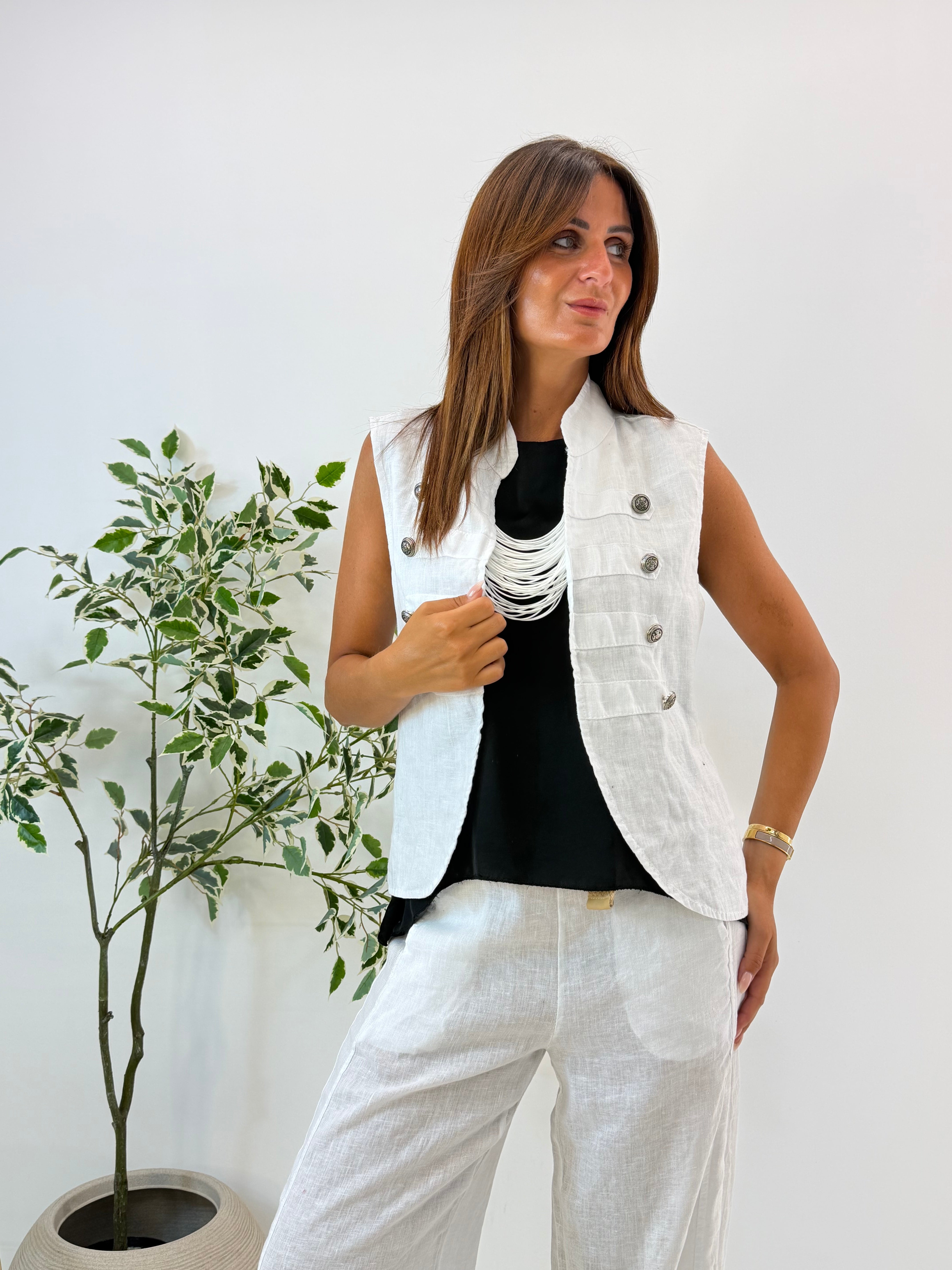 GILET AMELIE IN LINO
