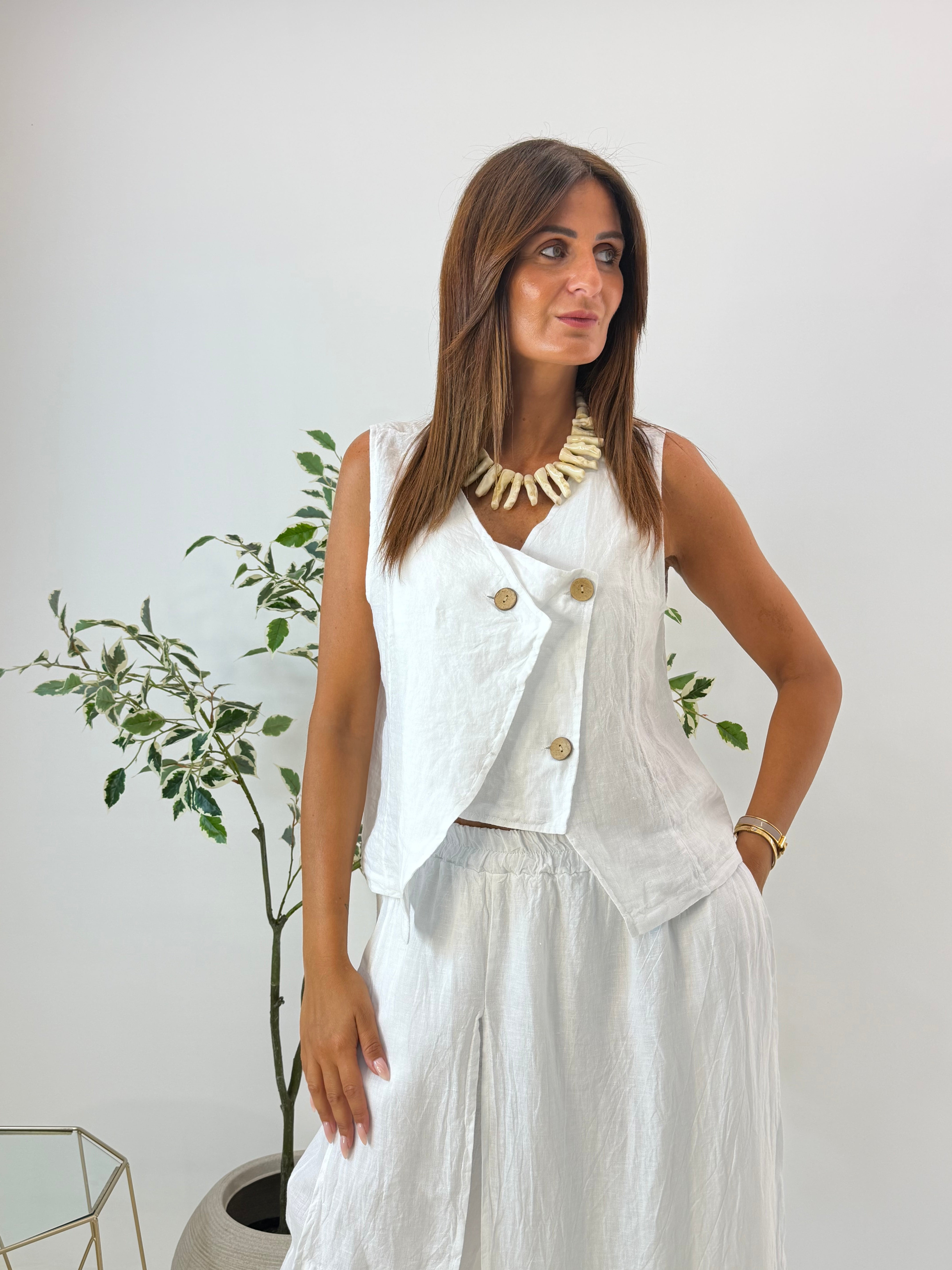 GILET LIANA IN LINO