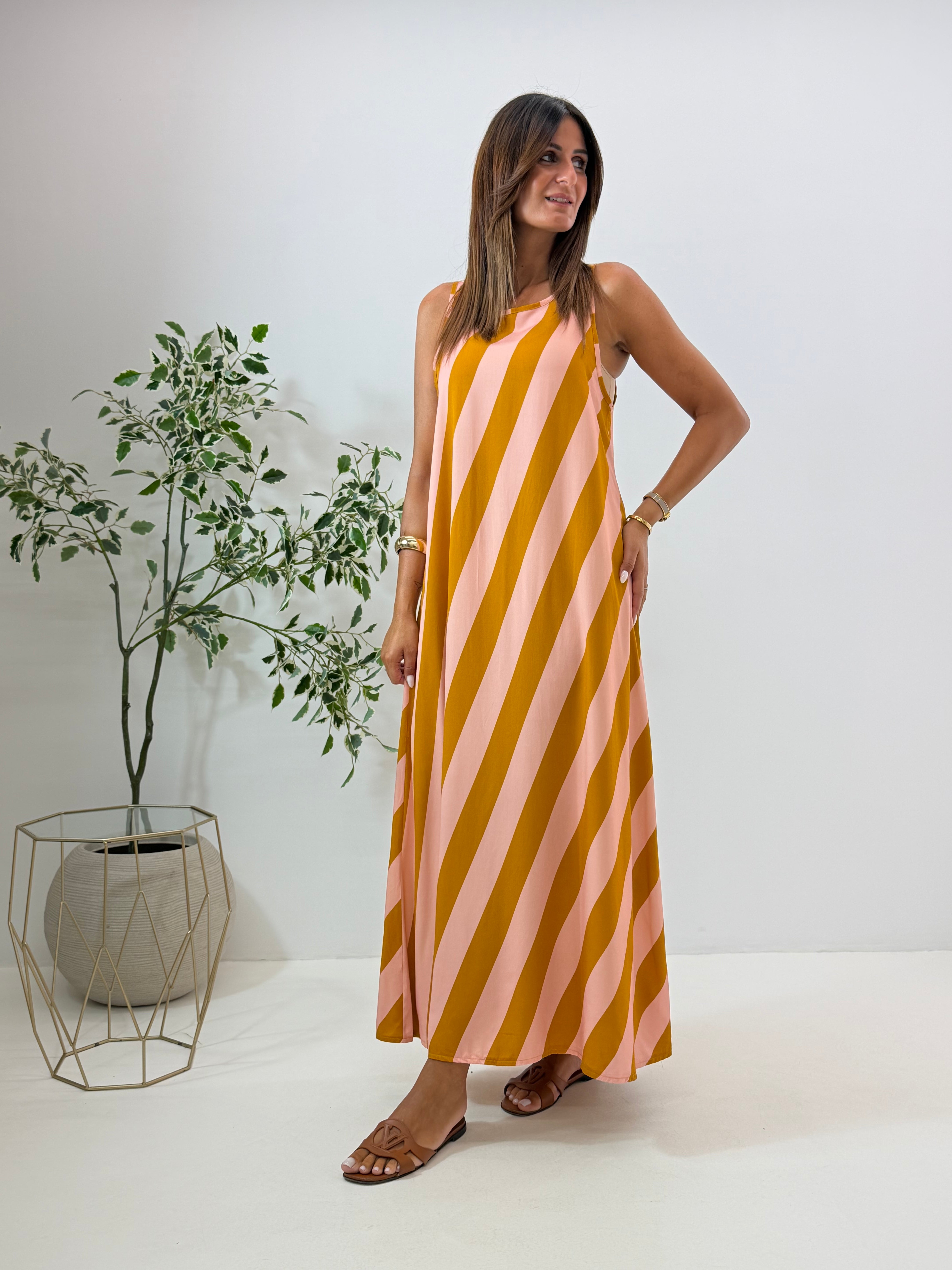 MAXI DRESS VENICE A RIGHE