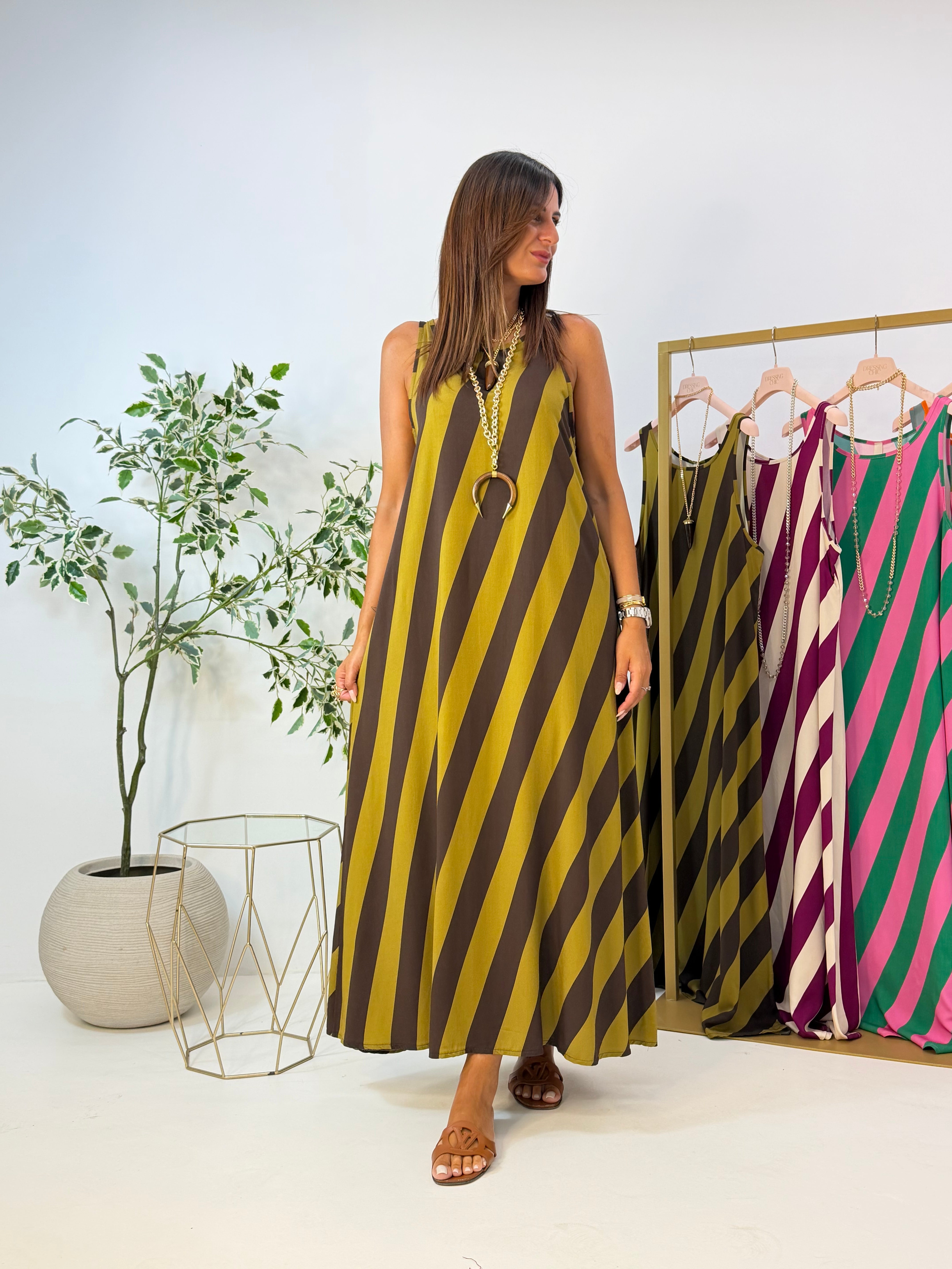 MAXI DRESS VENICE A RIGHE