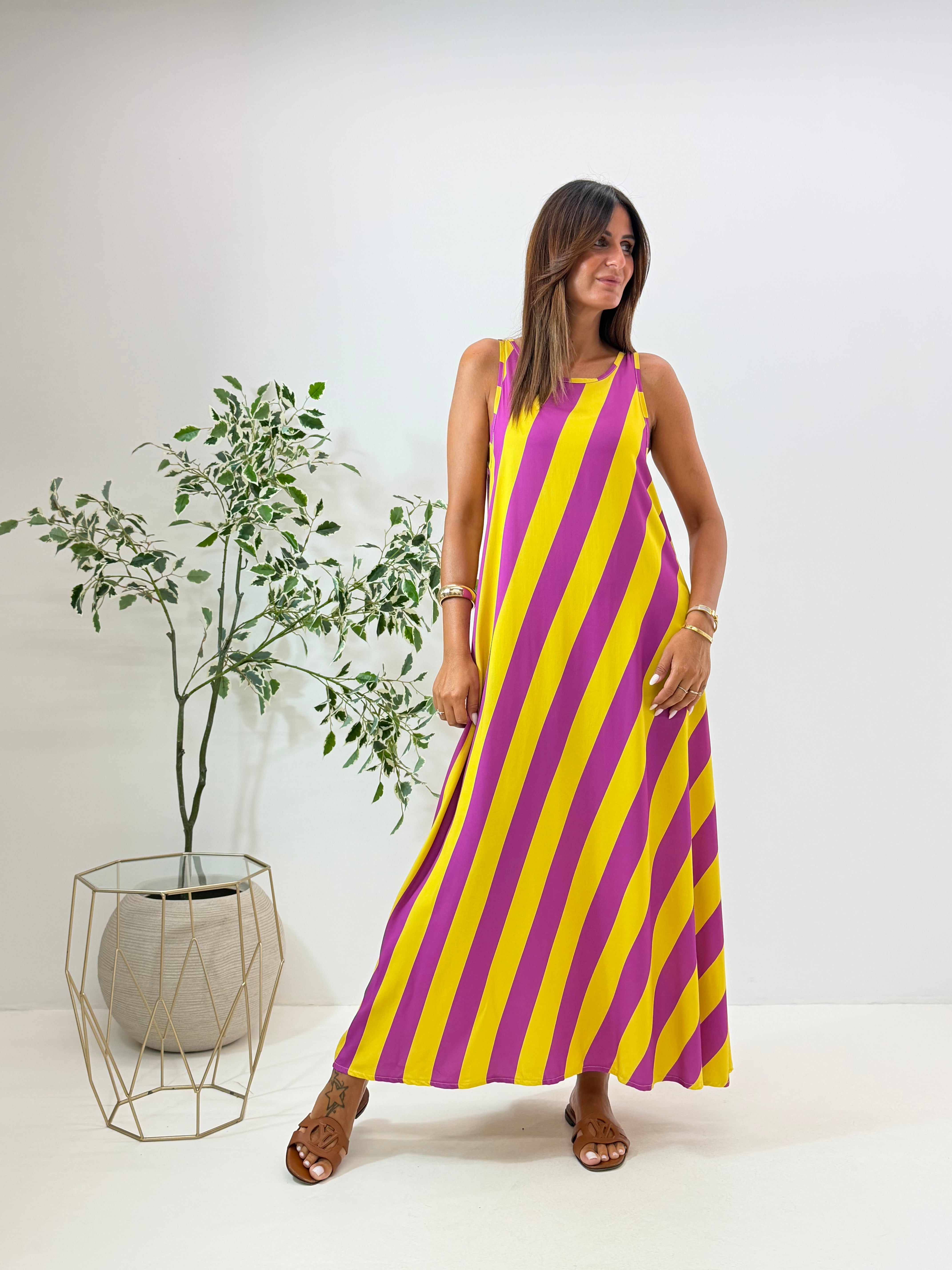 MAXI DRESS VENICE A RIGHE