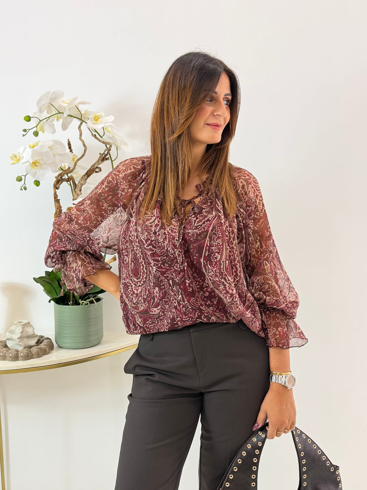 CAMICIA RILEY FANTASIA BORDEAUX