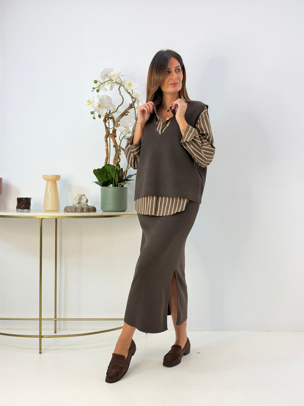 COMPLETO IN MAGLIA MORO