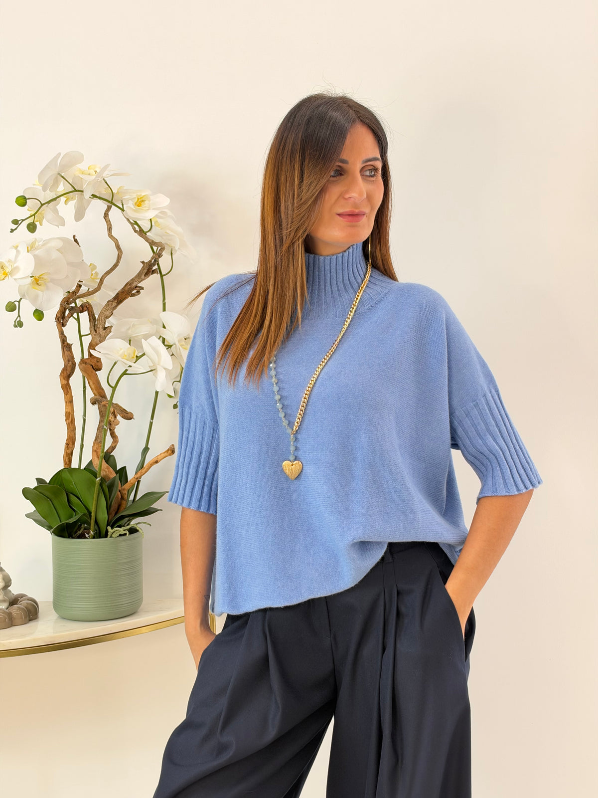 COLLANA MATI LUNGA MUPAJI CUORE AZZURRO/GOLD