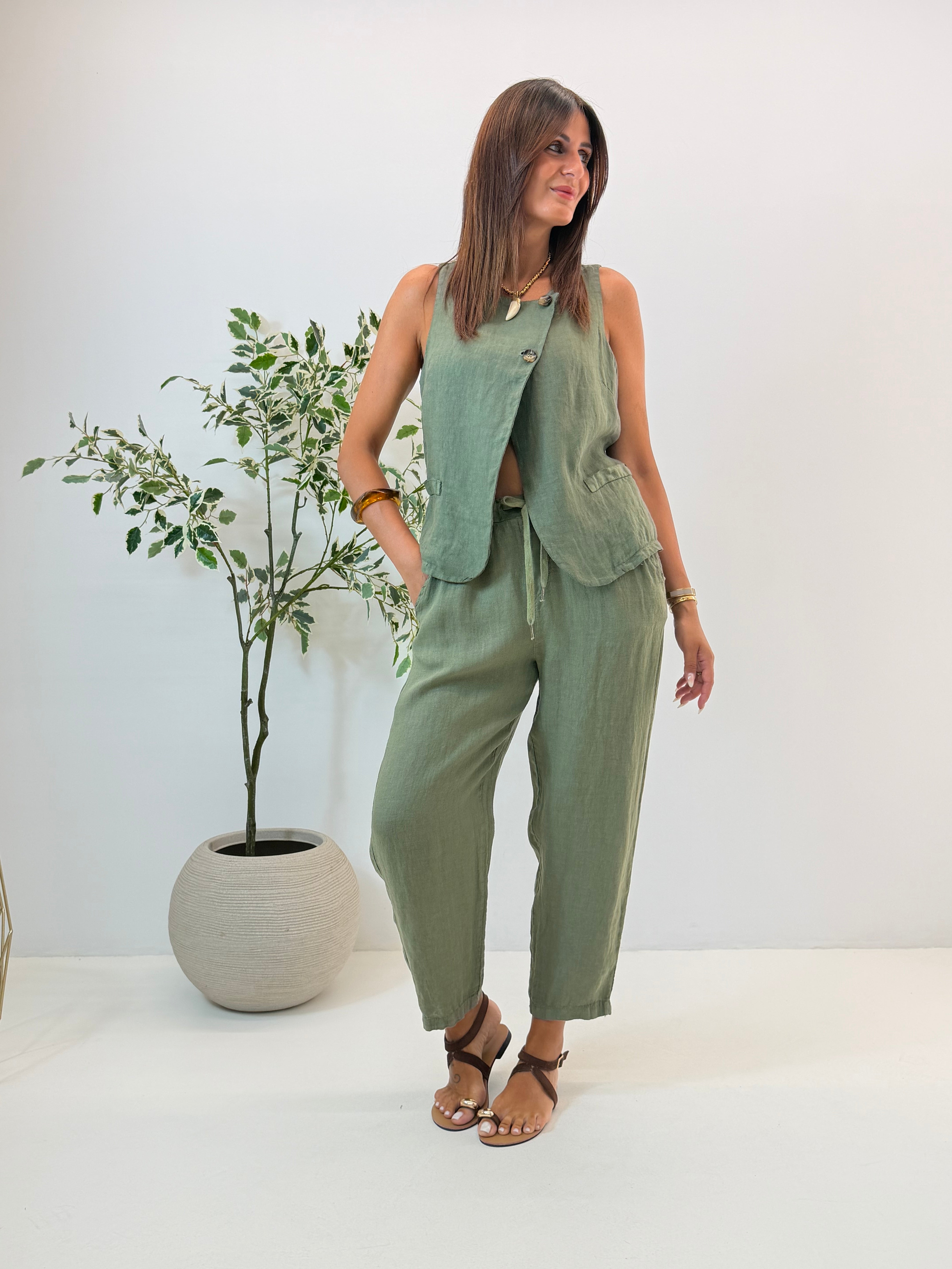 PANTALONE AMELIA IN LINO