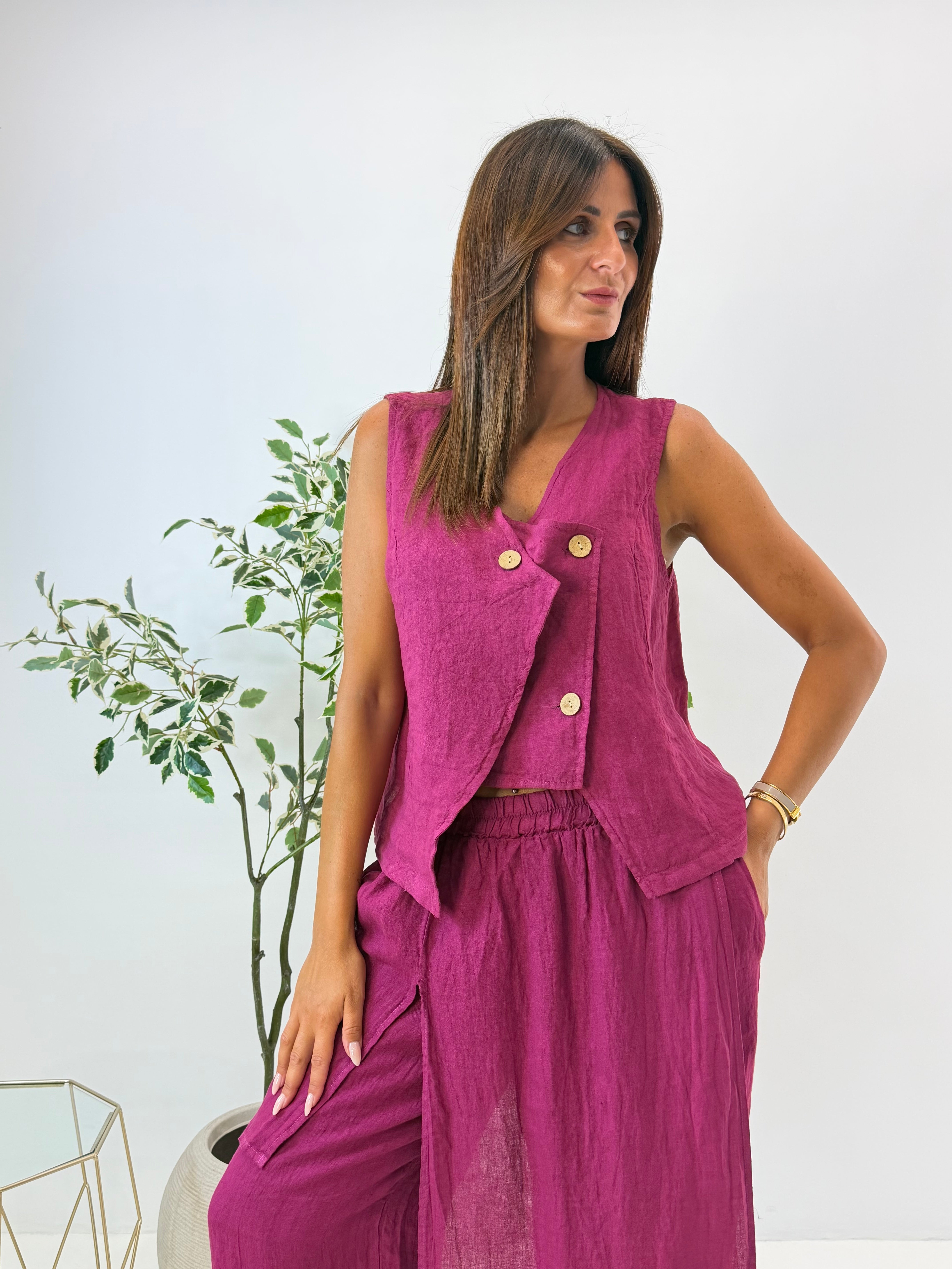 GILET LIANA IN LINO