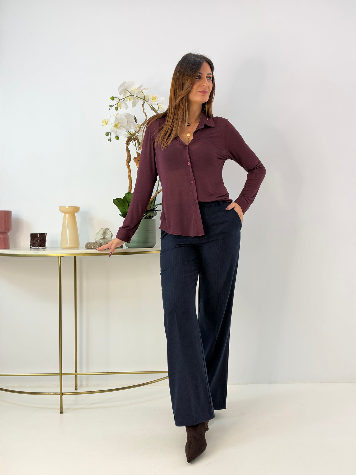 PANTALONE MAINA GESSATO BLU