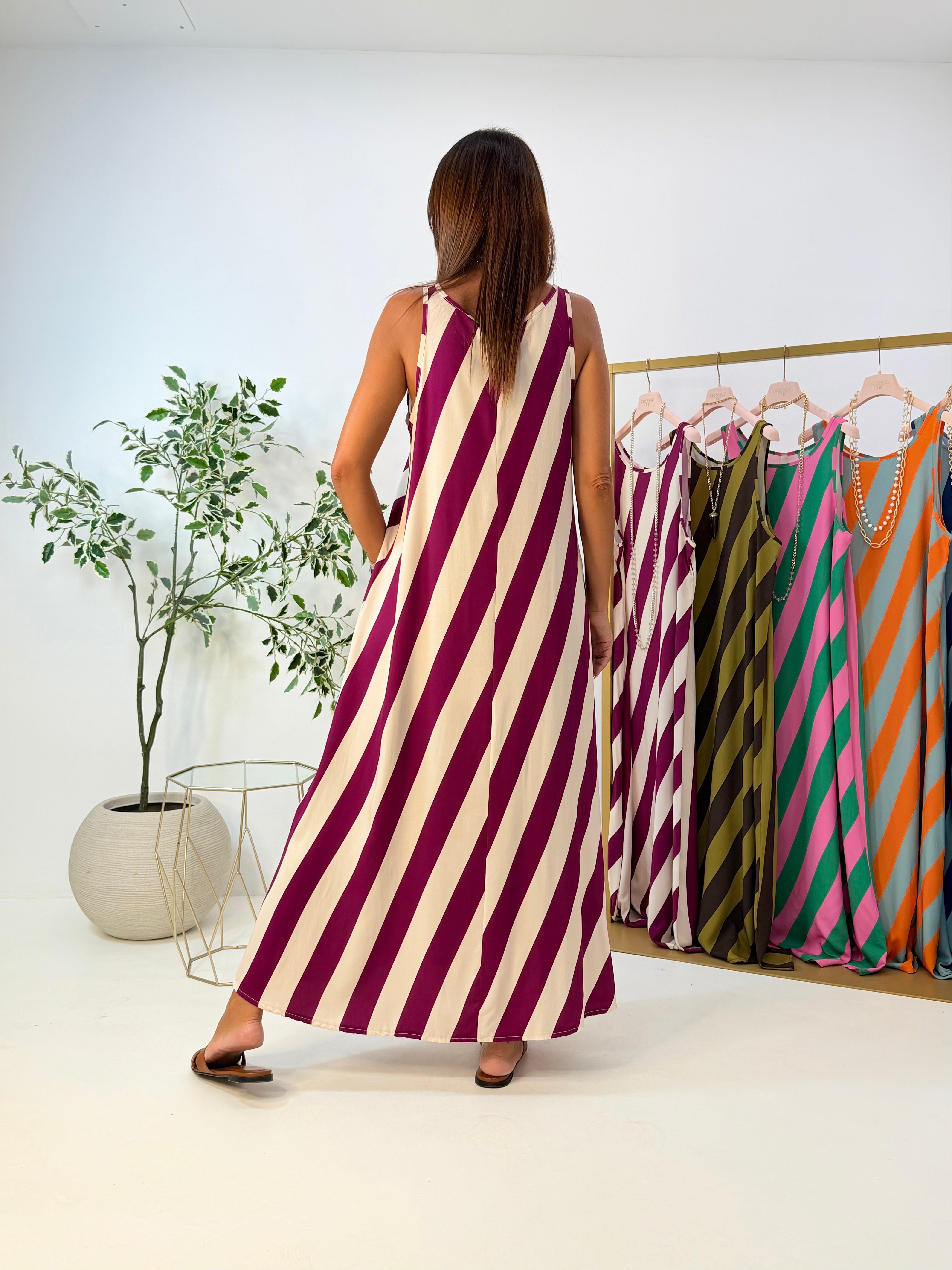 MAXI DRESS VENICE A RIGHE