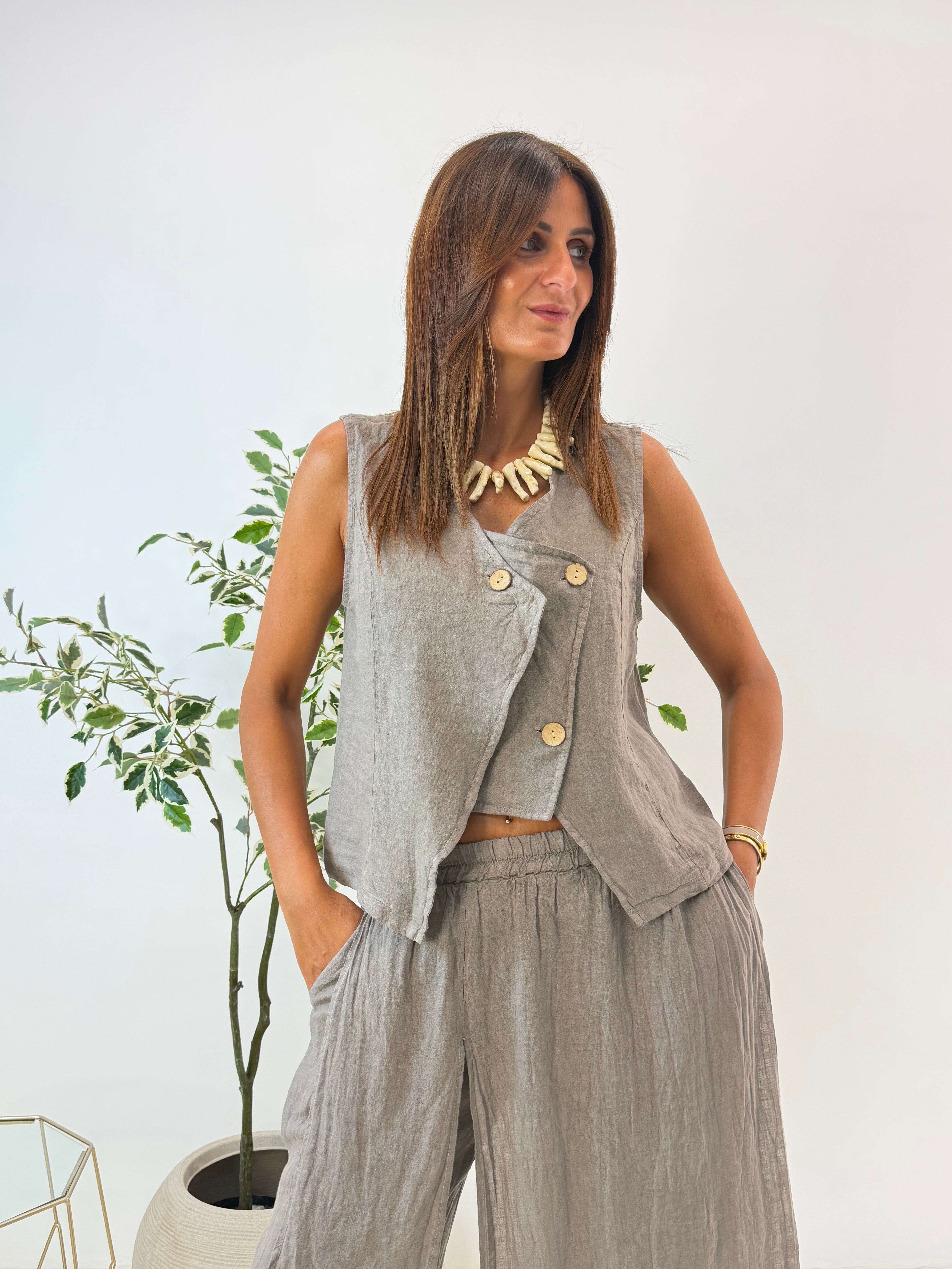 GILET LIANA IN LINO