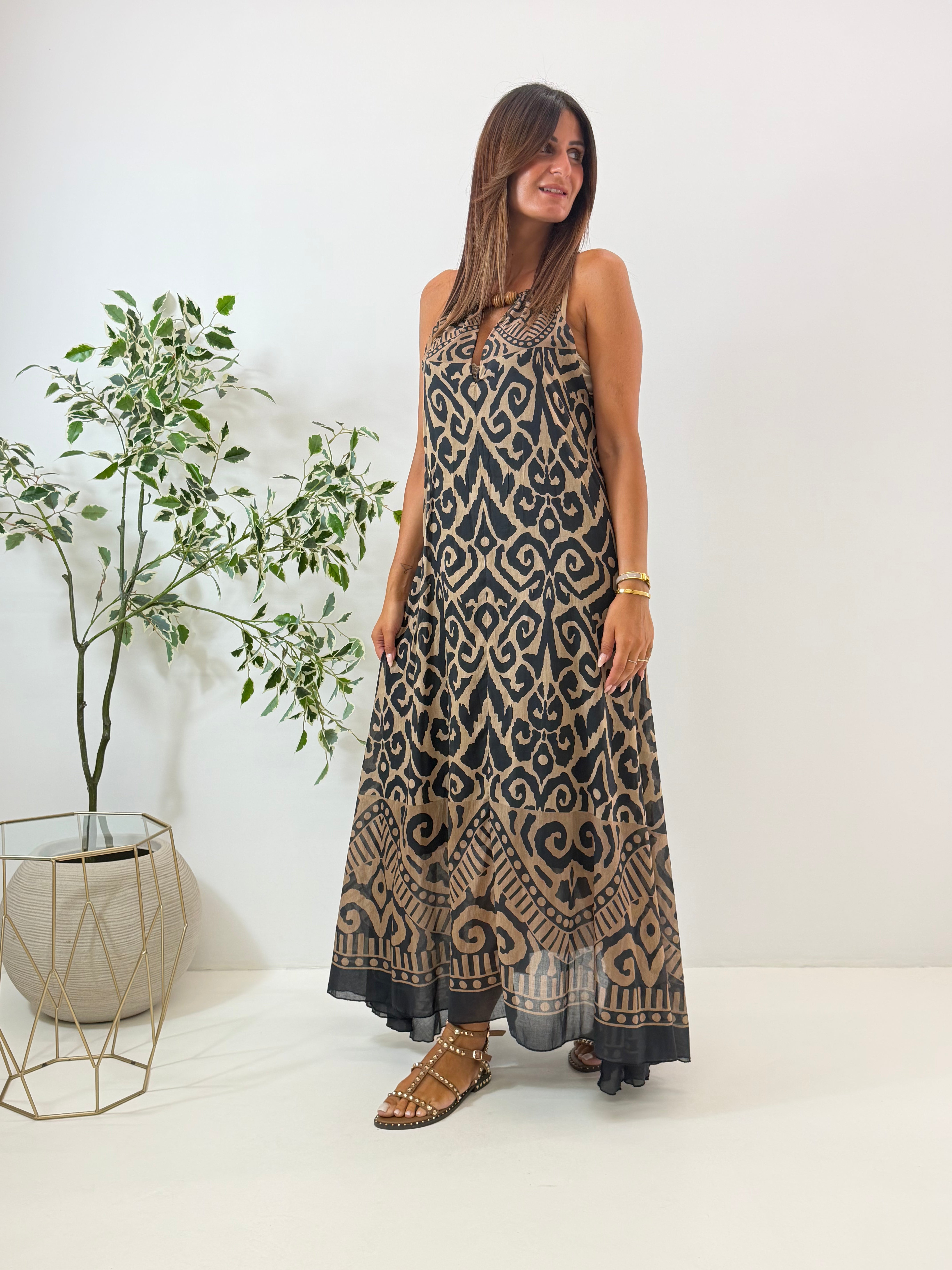 ABITO SAVANA FANTASIA BEIGE/NERO