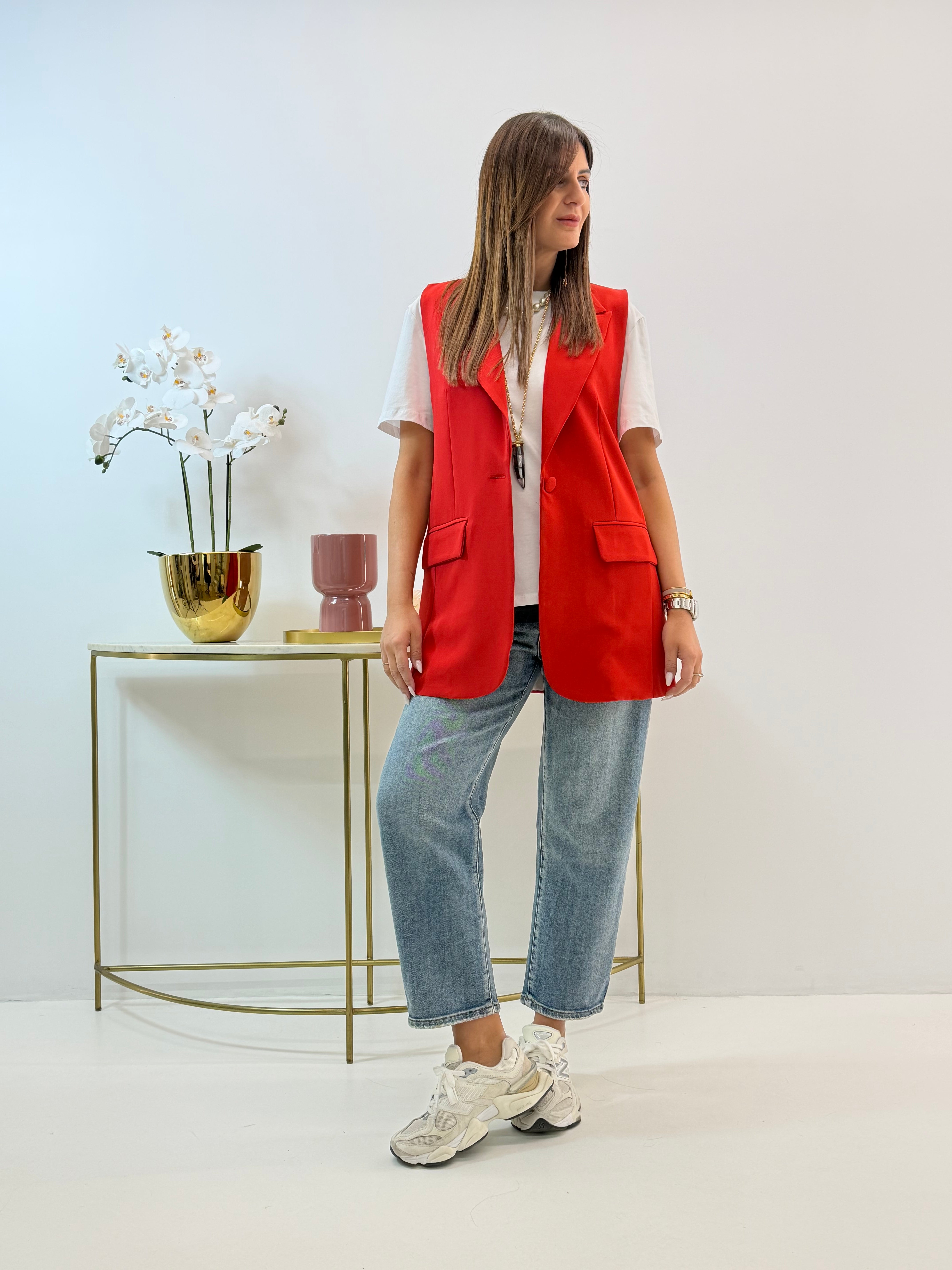GILET IVORY ROSSO