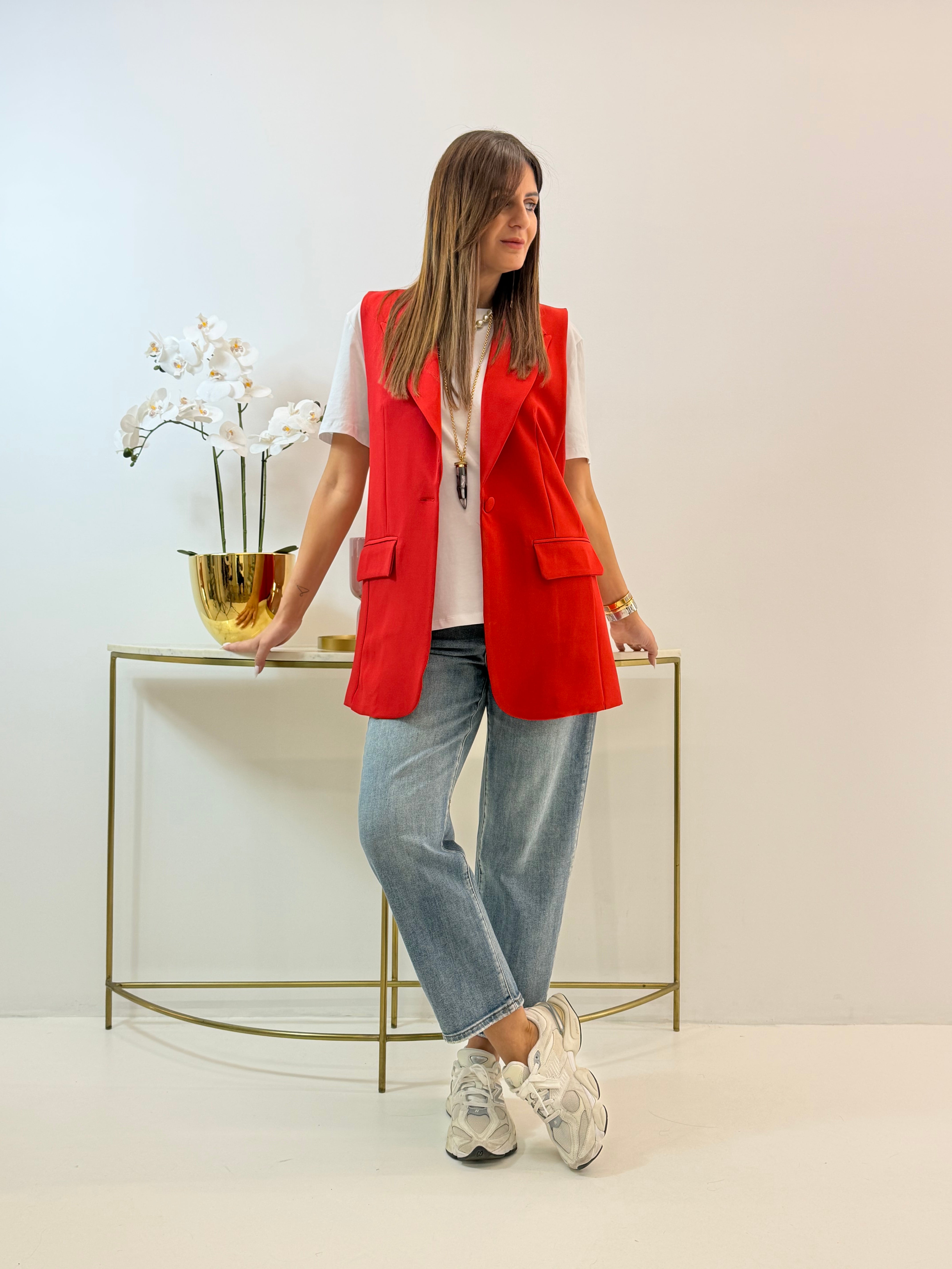 GILET IVORY ROSSO