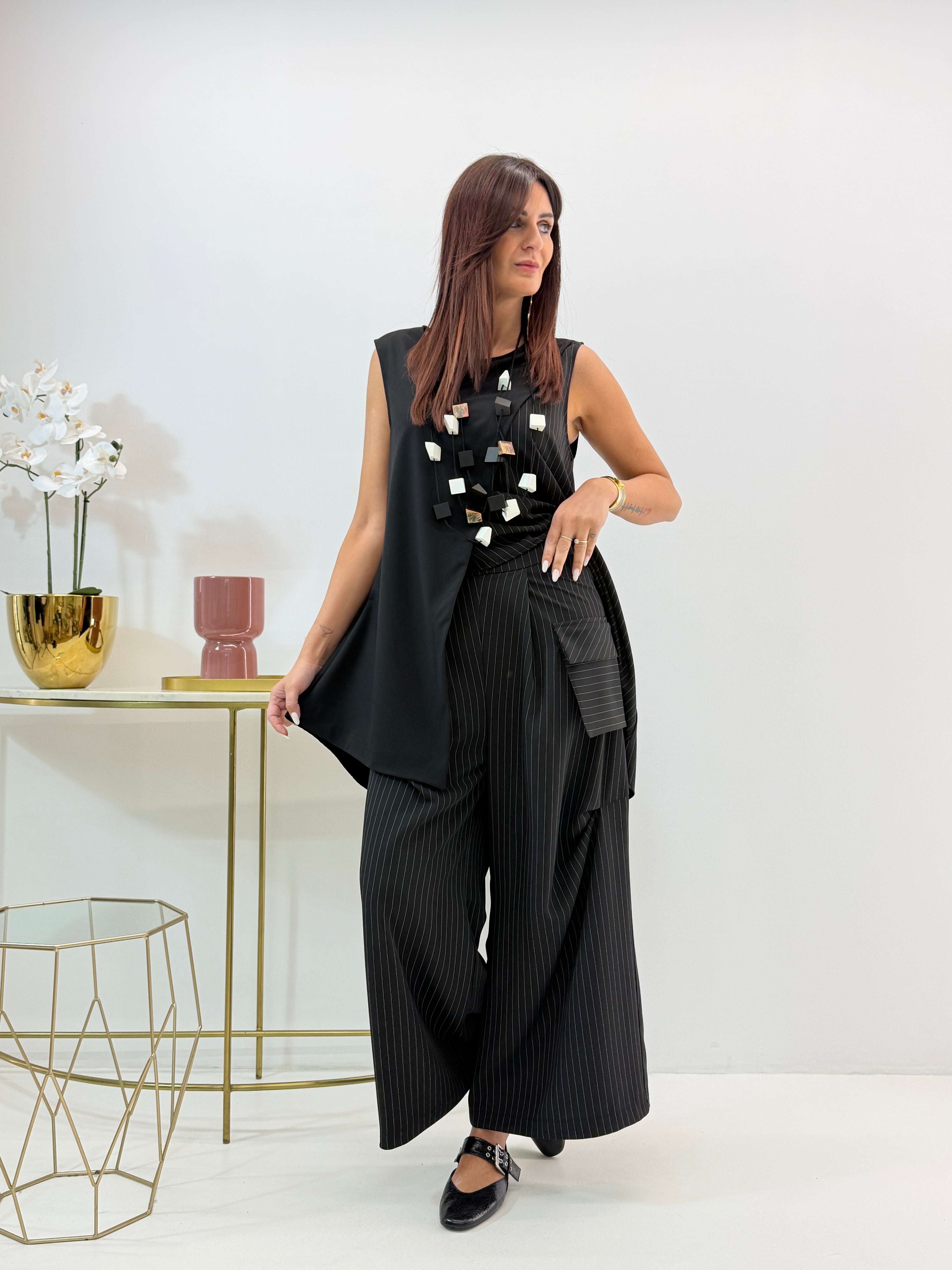 GILET ESTRELLA GESSATO NERO