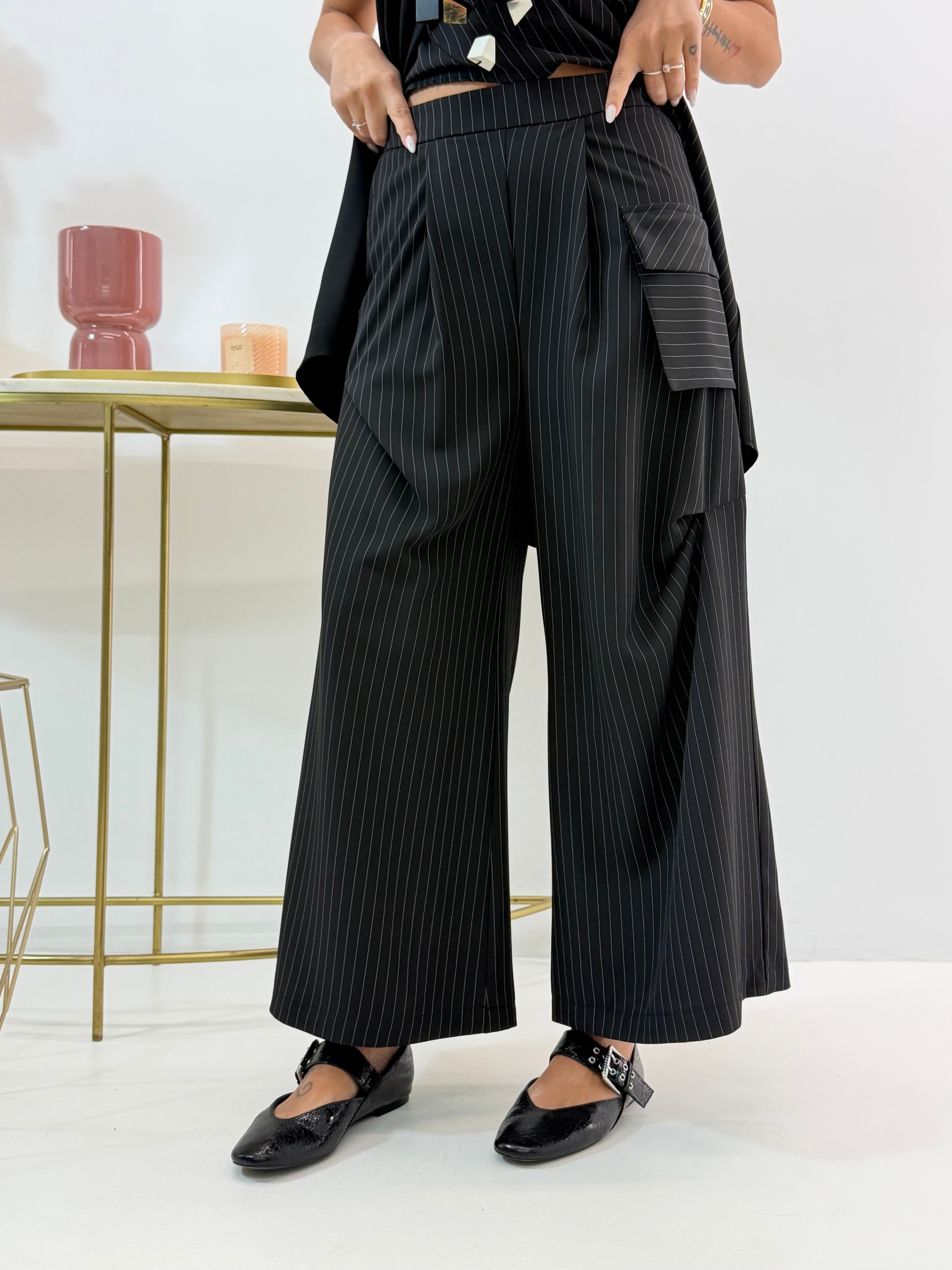 PANTALONE ESTRELLA GESSATO NERO
