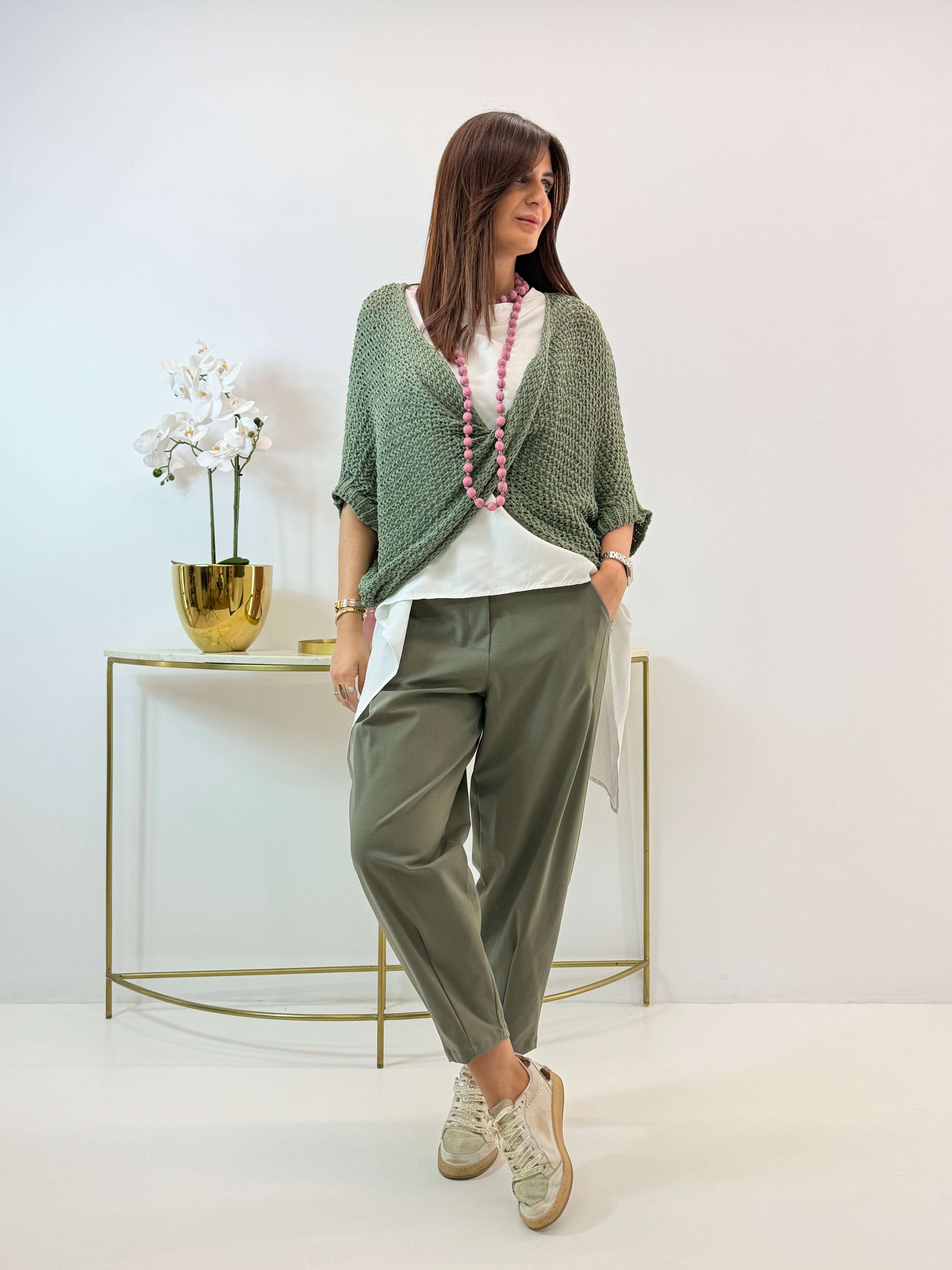 PULL KATIUSCIA TRAFORATO VERDE