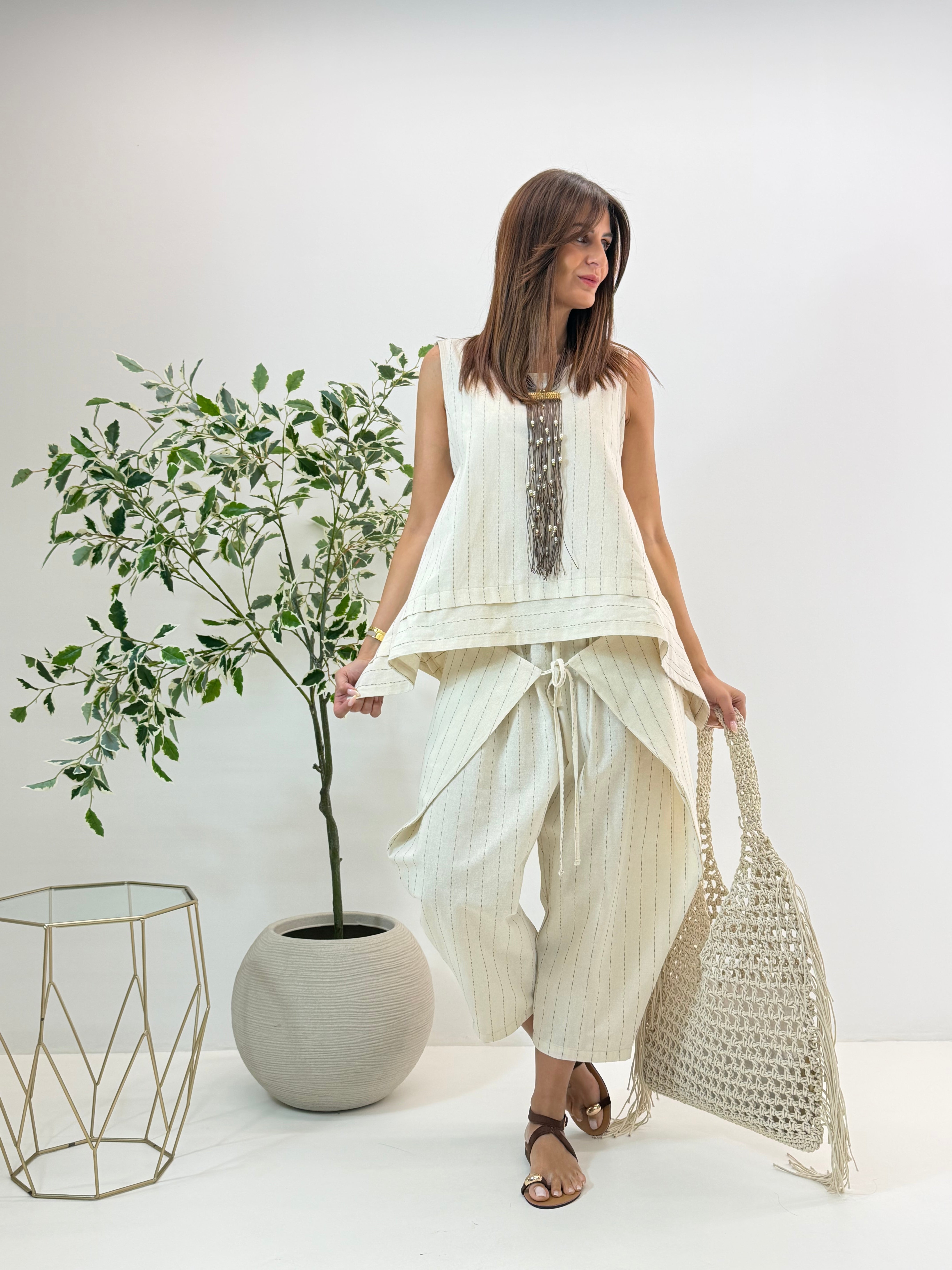 GILET SARA BEIGE GESSATO
