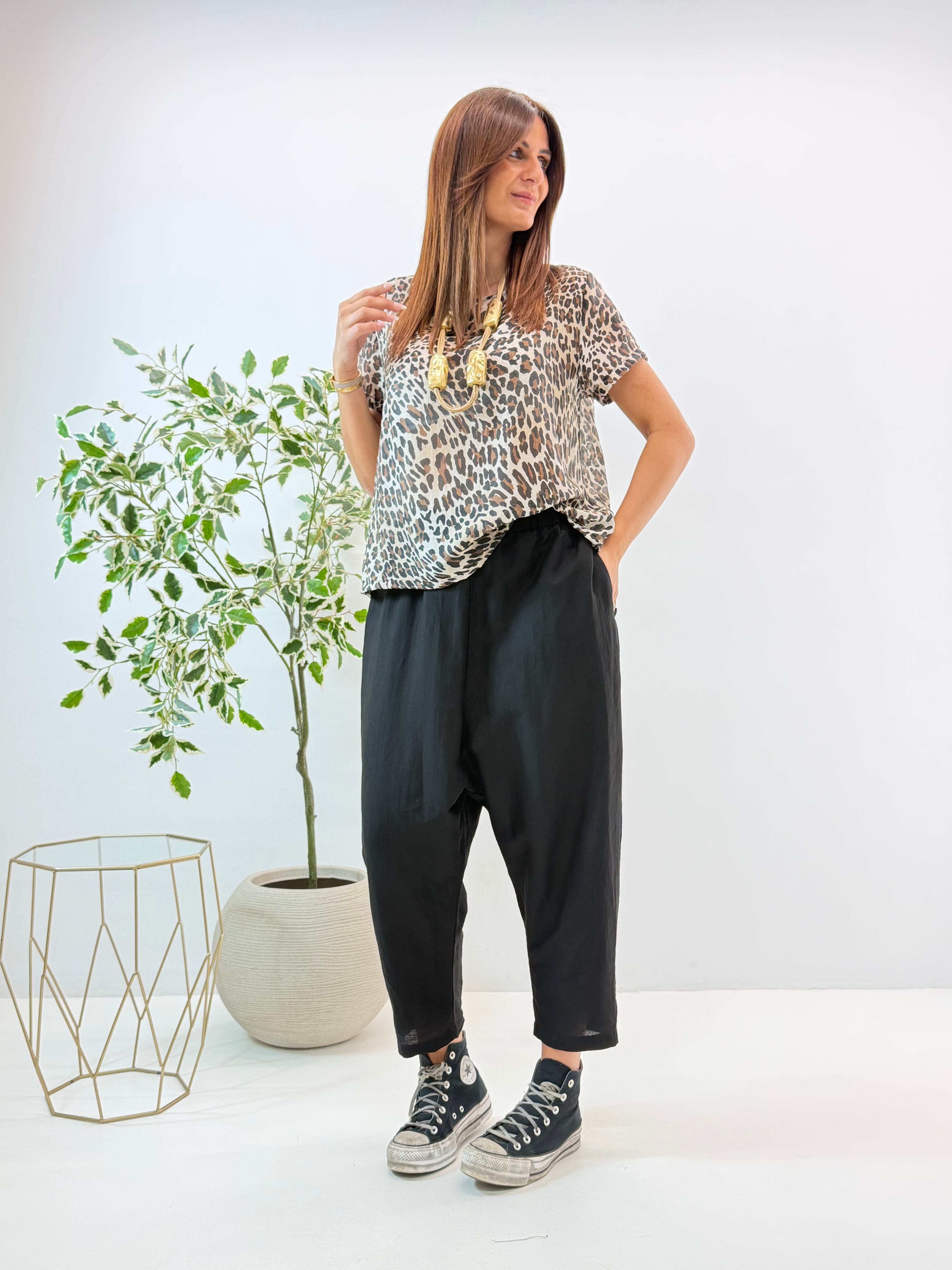 PANTALONE PANAMA NERO